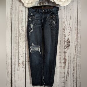 Studded Distressed Black Jeans